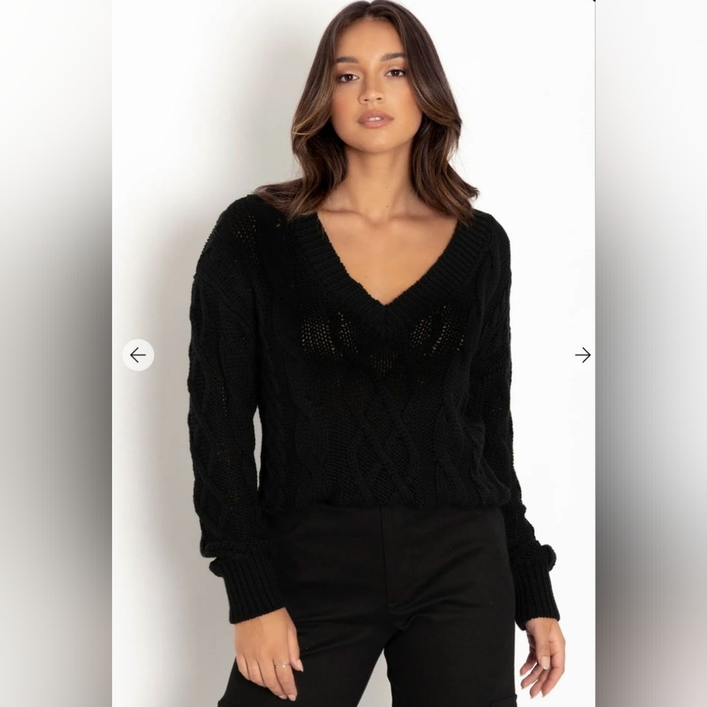 Blackmilk Black Cable Knit Sweater